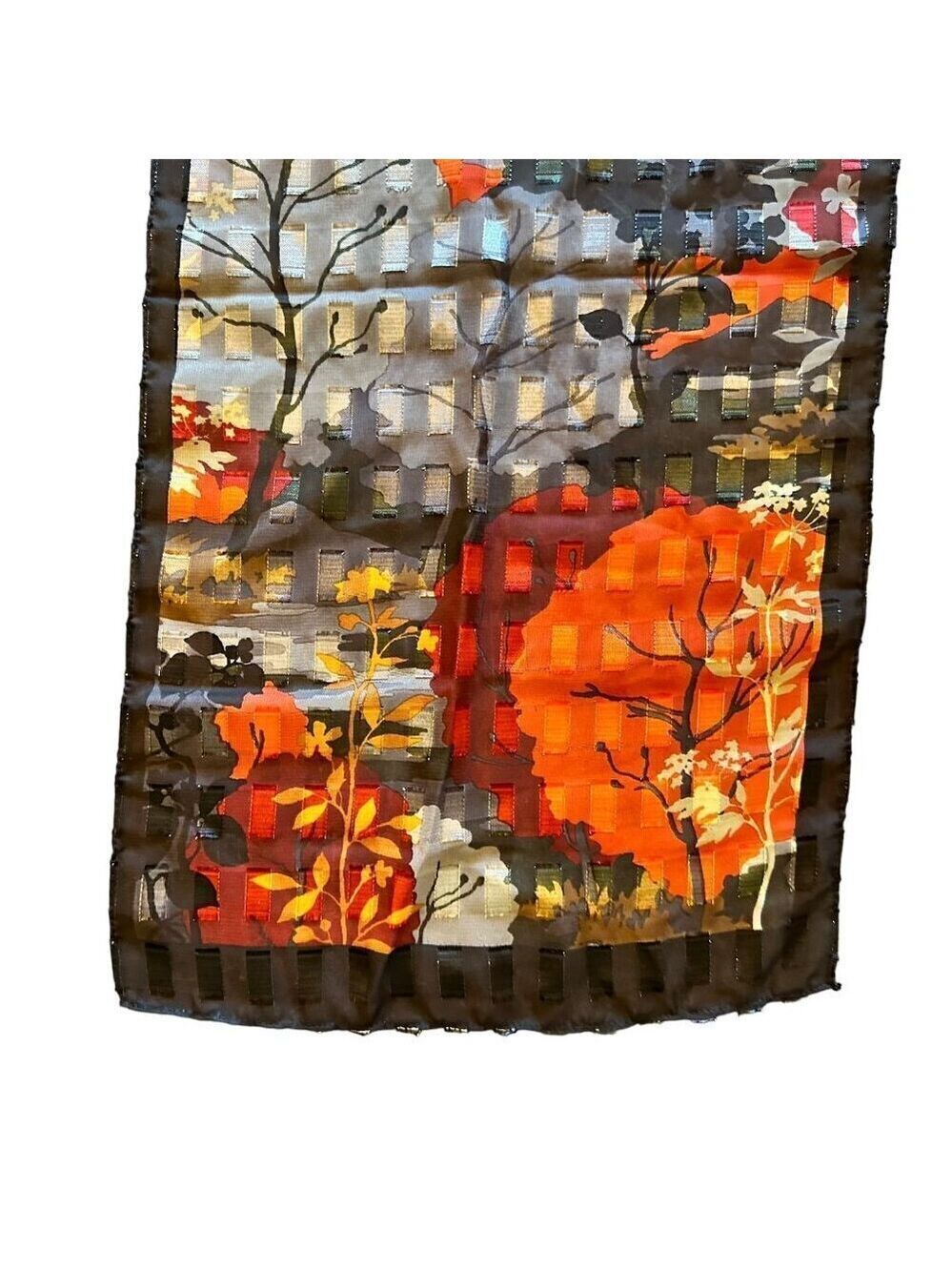 Womens Graphics Scarf Rectangle Sheer Metro Pagoda Print Chic Classic Black Red - Picture 7 of 10